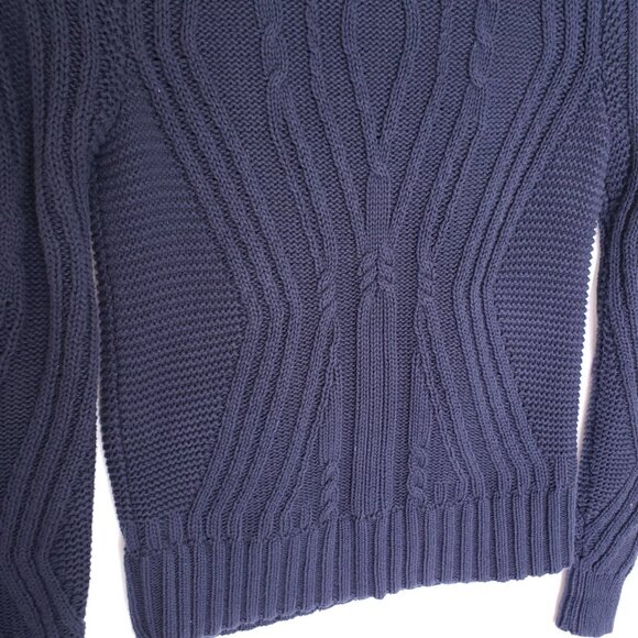 Amazon Essentials Blue Cable Knit Crew Neck Pattern LONG Sleeve Sweater Size XS - Picture 8 of 13